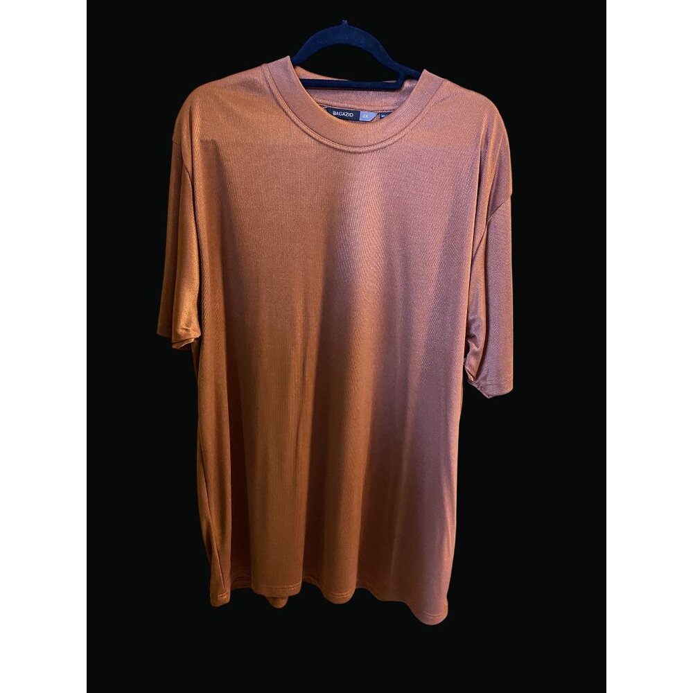 Bagazio Brown Short Sleeve Crew Neck T-Shirt 4X Mens Casual IN01 X
